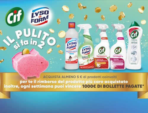 “Il pulito si fa in due” ricevi rimborso del prodotto più caro e puoi vincere ogni settimana 1000€ di bollette pagate